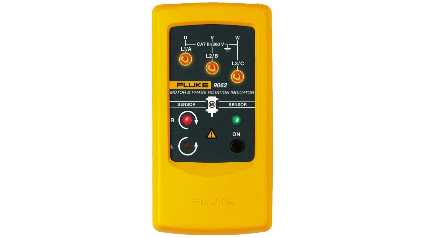 Fluke Fázisforgás teszter FLUKE-9062 Mérőszonda CAT III 300V LED CAT III 300 V Nem érintkező 20mA 9 V Akkumulátor 61 x