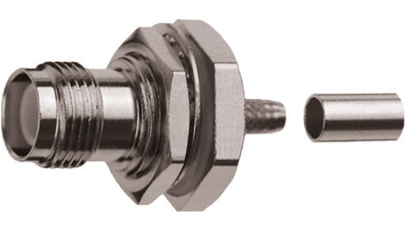 Telegartner, Jack Panel Mount, 50Ω, Crimp Termination, Straight Body