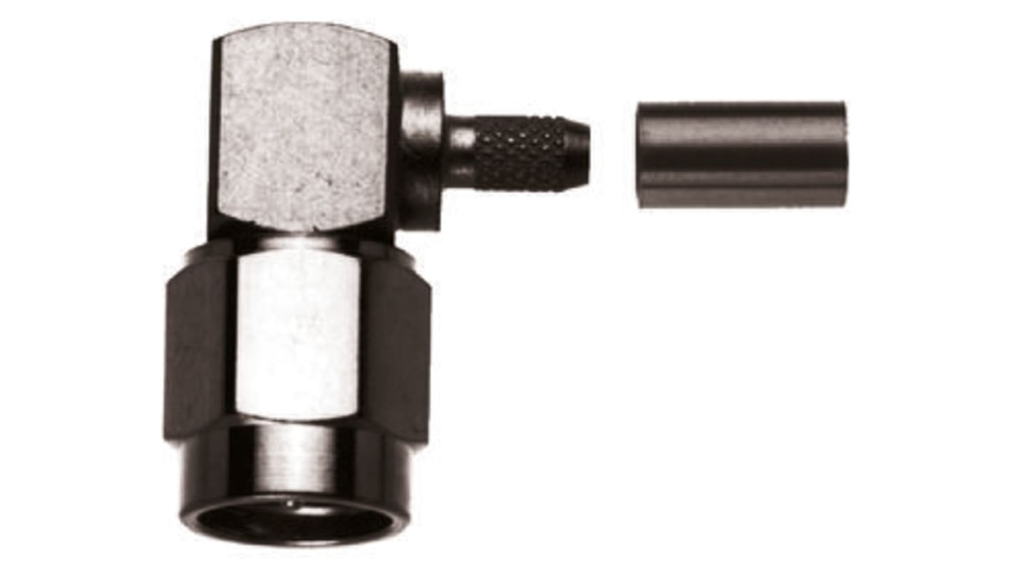 Connettore coassiale Angolo destro Telegartner, Maschio, 50Ω, Montaggio su cavo