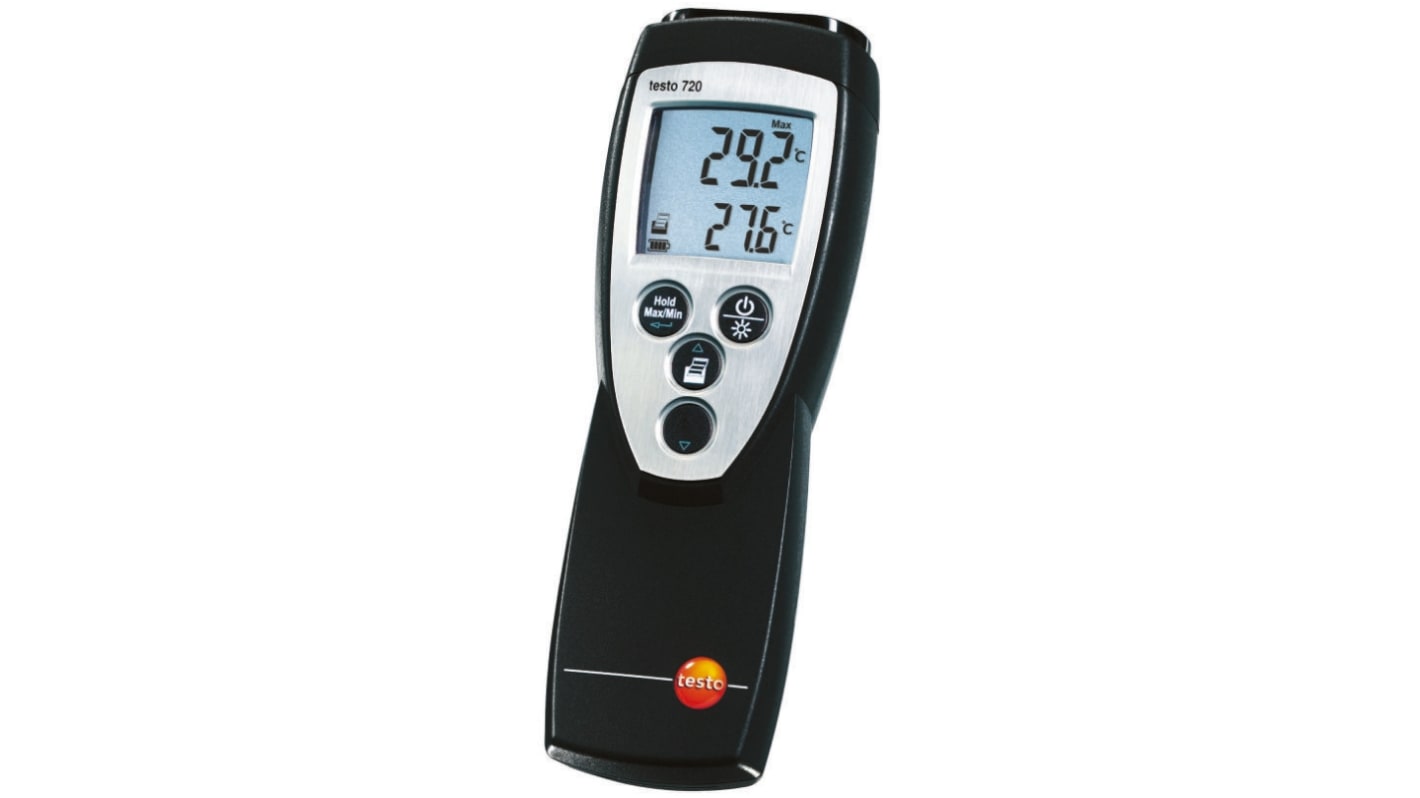 Testo 720 Wired Digital Thermometer for Industrial, Laboratory Use, NTC, PT100, RTD Probe, 1 Input(s), +800°C Max, ±0.9