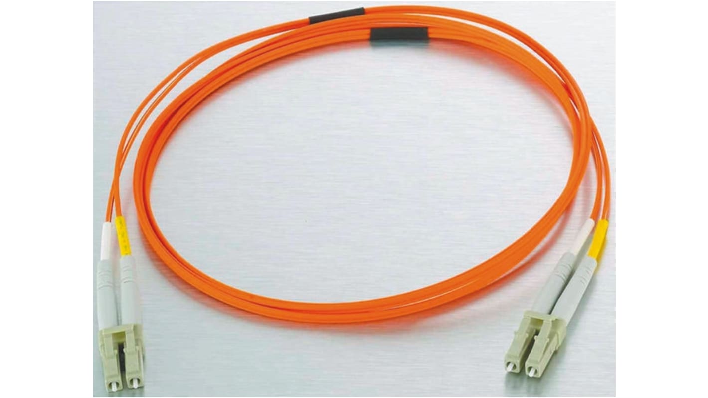 RS PRO LC to LC Duplex Multi Mode OM1 Fibre Optic Cable, 62.5/125μm, Orange, 3m