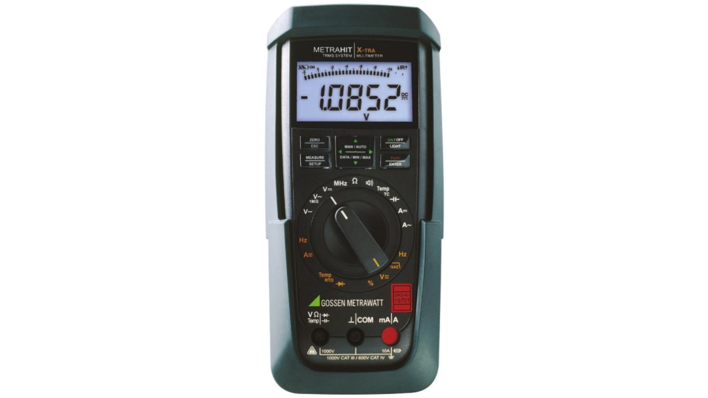 Gossen Metrawatt METRAHIT AM XTRA Handheld Digital Multimeter, True RMS, 10A ac Max, 10A dc Max, 1000V ac Max