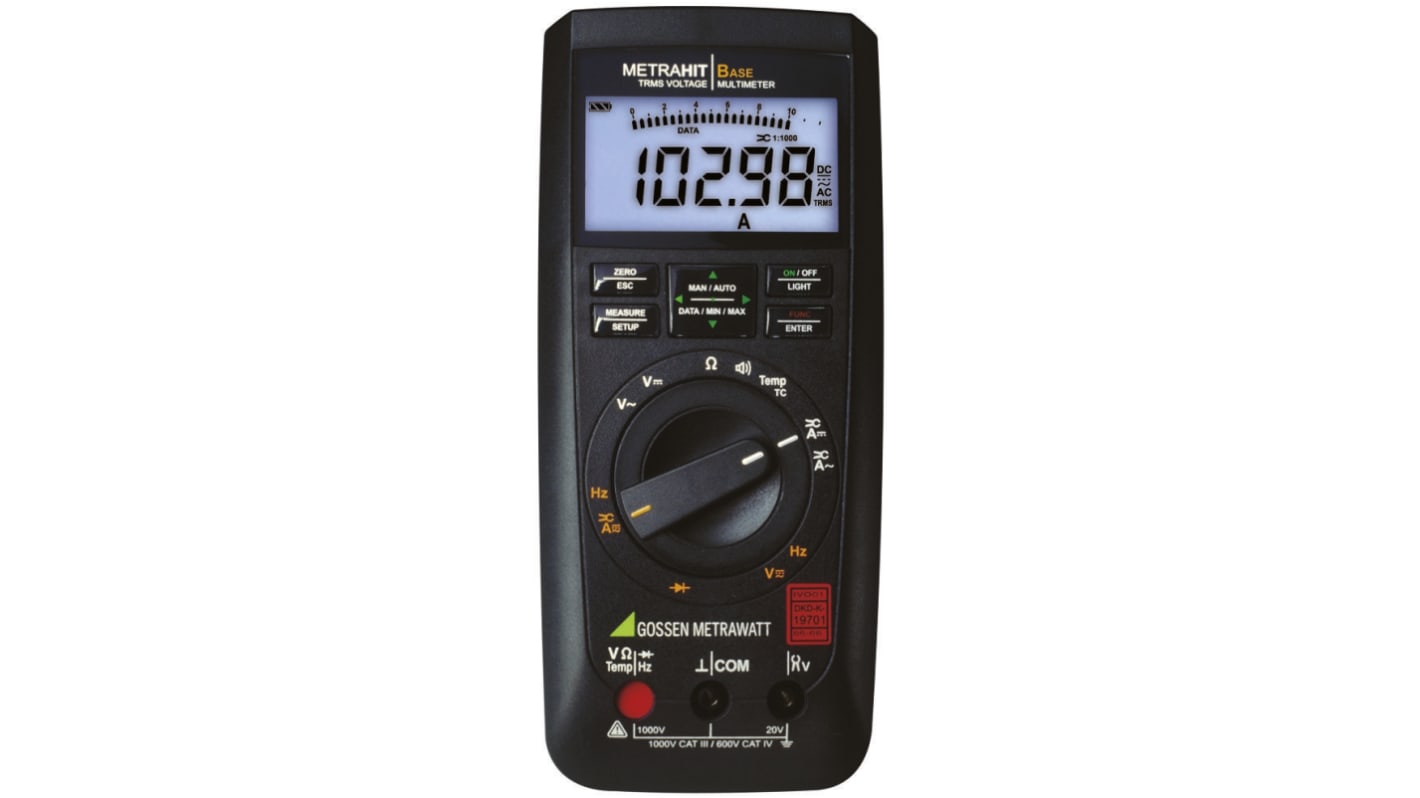 Gossen Metrawatt METRAHIT AM BASE Handheld Digital Multimeter, True RMS, 10A ac Max, 10A dc Max, 1000V ac Max - UKAS