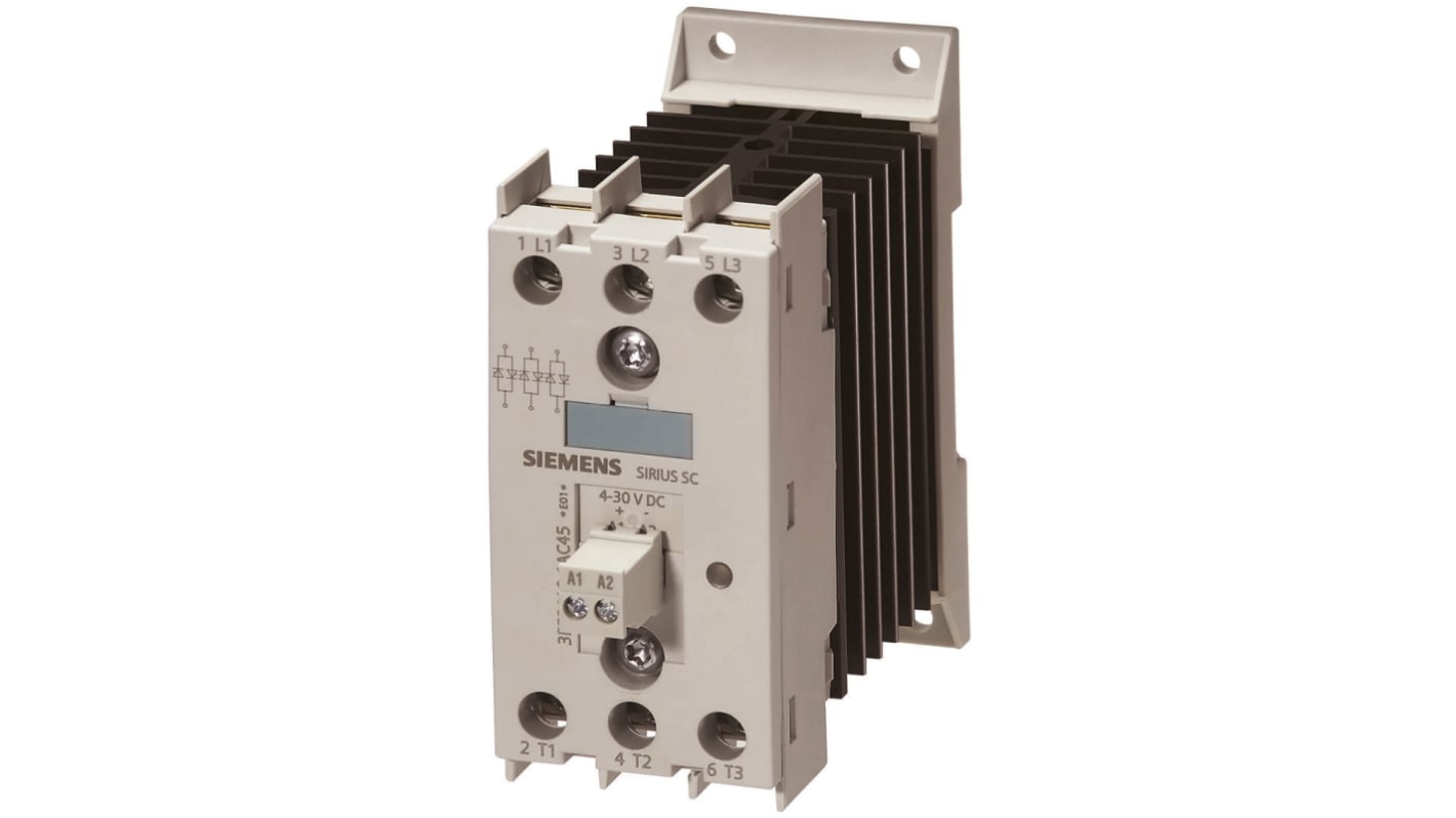 Siemens Solid State Relay, 50 A Load, DIN Rail Mount, 600 V Load, 30 V dc Control