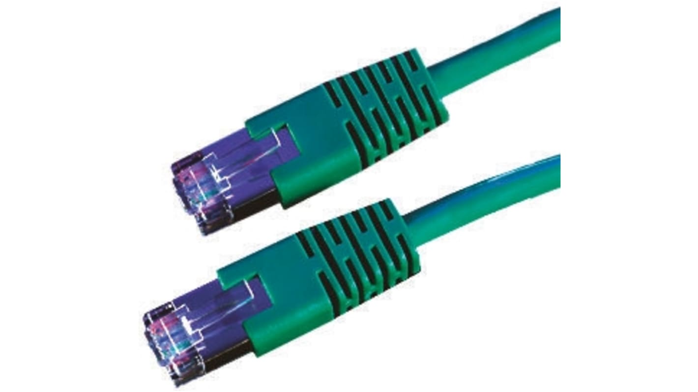 Roline, 10m Cat6, Green RJ45 to Male RJ45 Male, S/FTP Shielded, Terminated PVC Sheath
