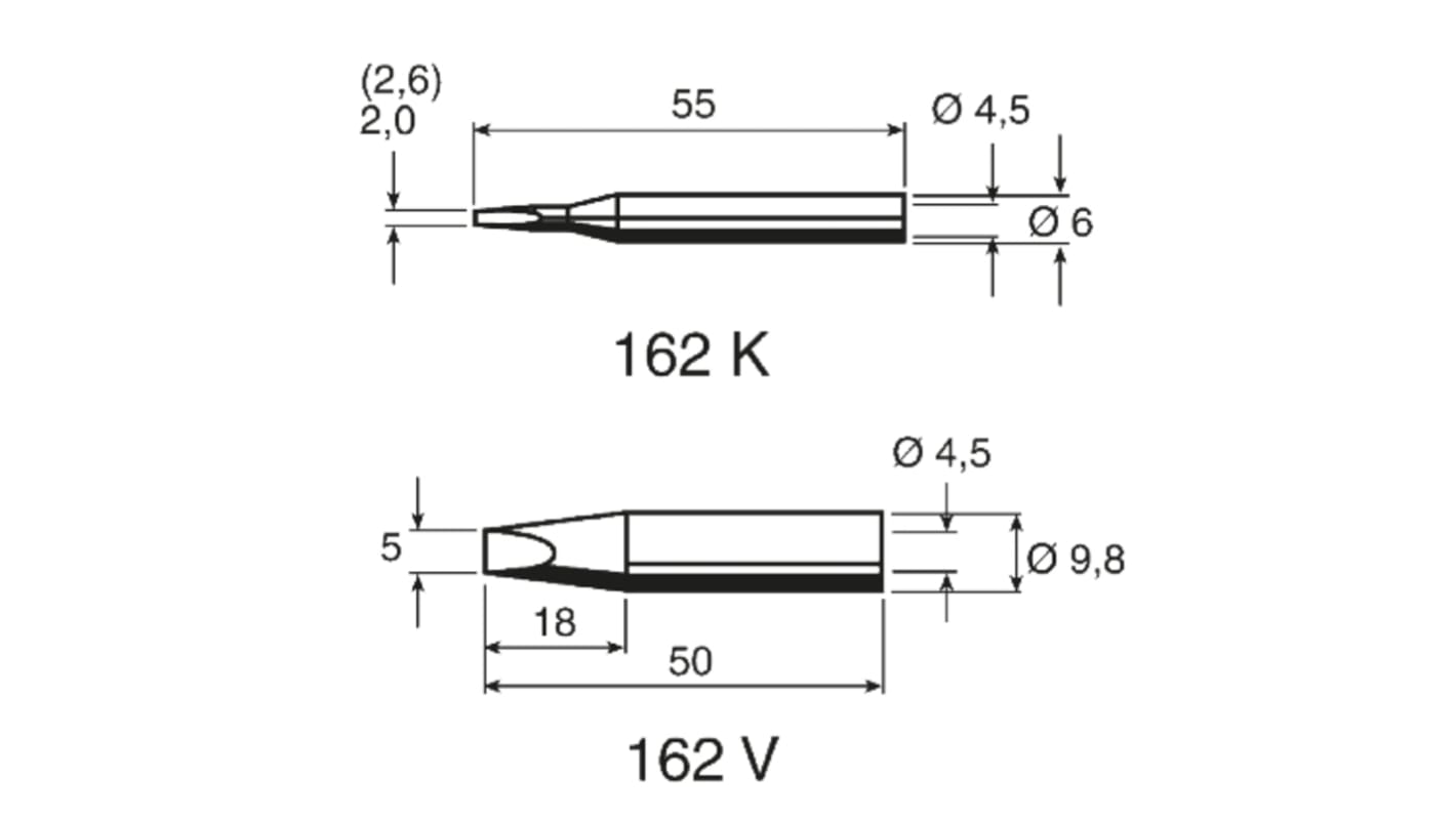 Punta saldatore Ersa, serie Serie 162, 2.6 mm, forma: Scalpello