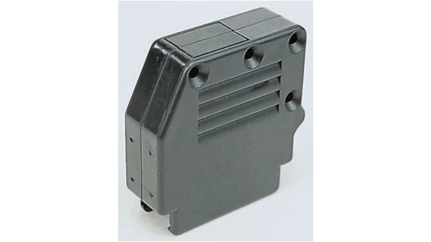 Amphenol ICC 863093C Series Thermoplastic Angled, Straight D Sub Backshell, 9 Way, Strain Relief