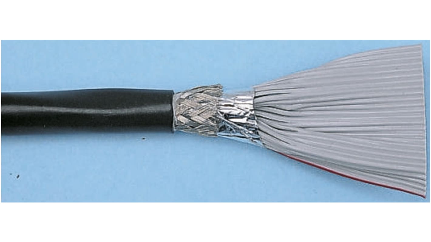 3M 1.27mm间距40路圆形黑色排线, 28 AWG, 30m长