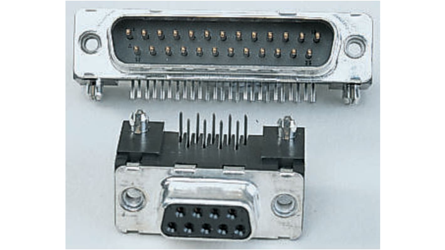Conector D-sub Amphenol ICC, Serie Delta D, paso 2.74mm, Ángulo de 90° , Montaje en orificio pasante, Macho,