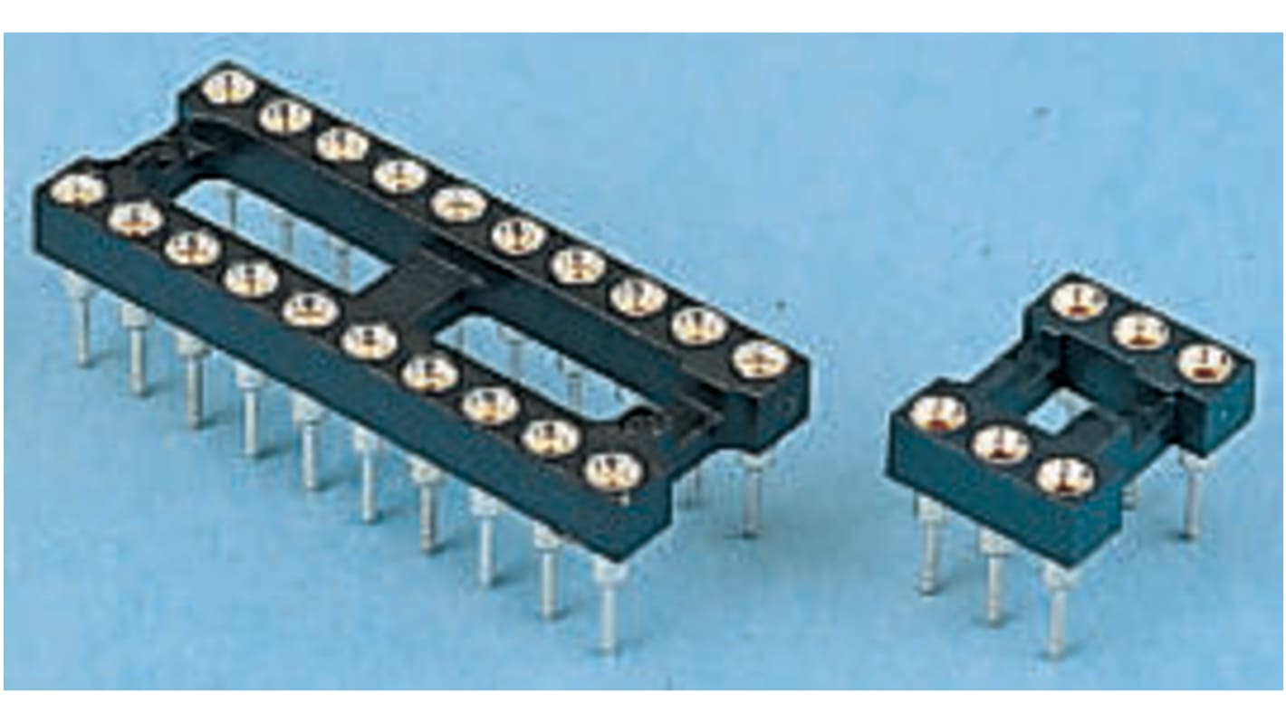 E-TEC IC DIL fatning, 2.54mm Afstand, 15.24mm rækkeafstand, 40-Polet, Hulmontering, Drejet ben, Vertikal, Ukapslet