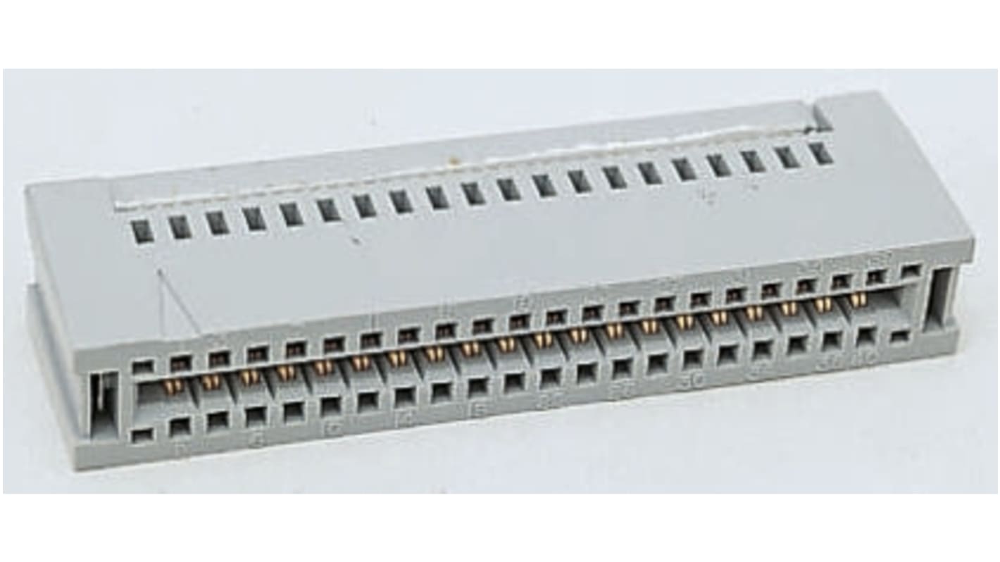 3M 3000 Series Right Angle Female Edge Connector, Panel Mount, 50-Contacts, 2.54mm Pitch, 2-Row, IDT Termination