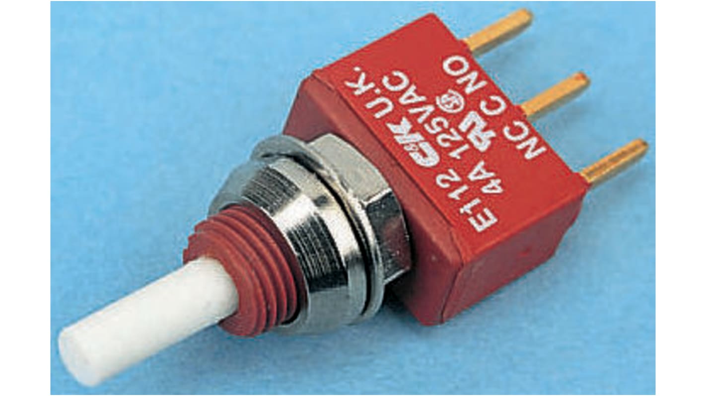 Interruptor de Botón Pulsador C & K, color de botón Plata, SPDT, acción momentánea, 4 A a 28 V dc, PCB