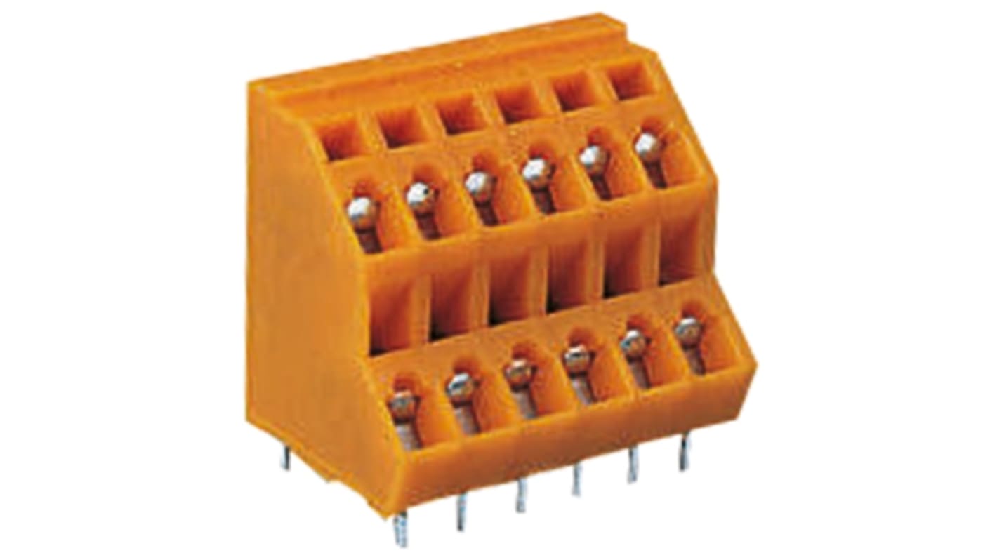 WAGO 736 Series PCB Terminal Block, 12-Contact, 5.08mm Pitch, Through Hole Mount, 2-Row, Spring Cage Termination