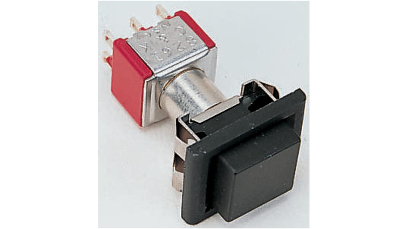Interruptor de Botón Pulsador C & K, color de botón Negro, DPDT, Enclavamiento, 6 A a 120 V ac, 6 A a 28 V dc, Montaje