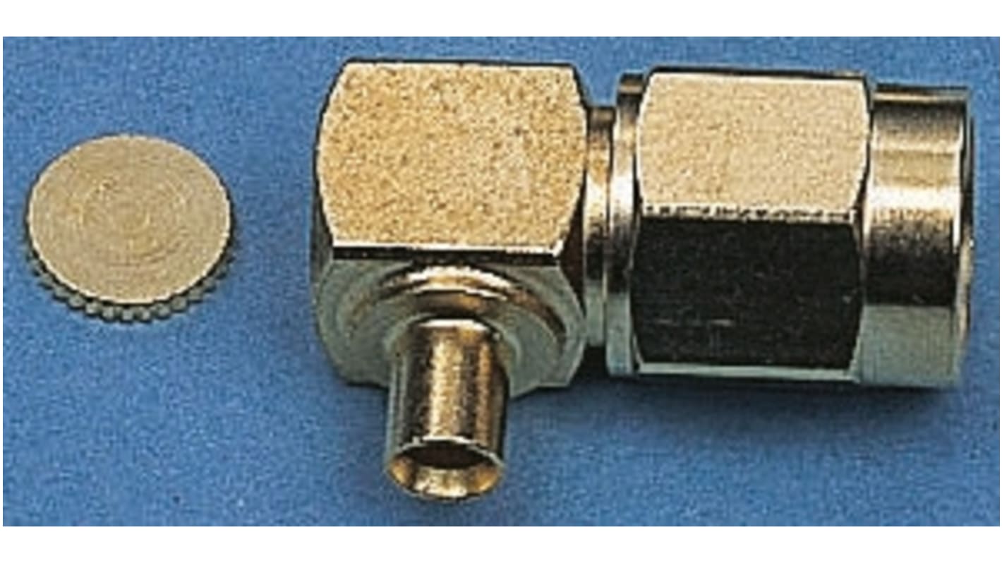 Telegartner, Plug Cable Mount SMA Connector, 50Ω, Solder Termination, Right Angle Body