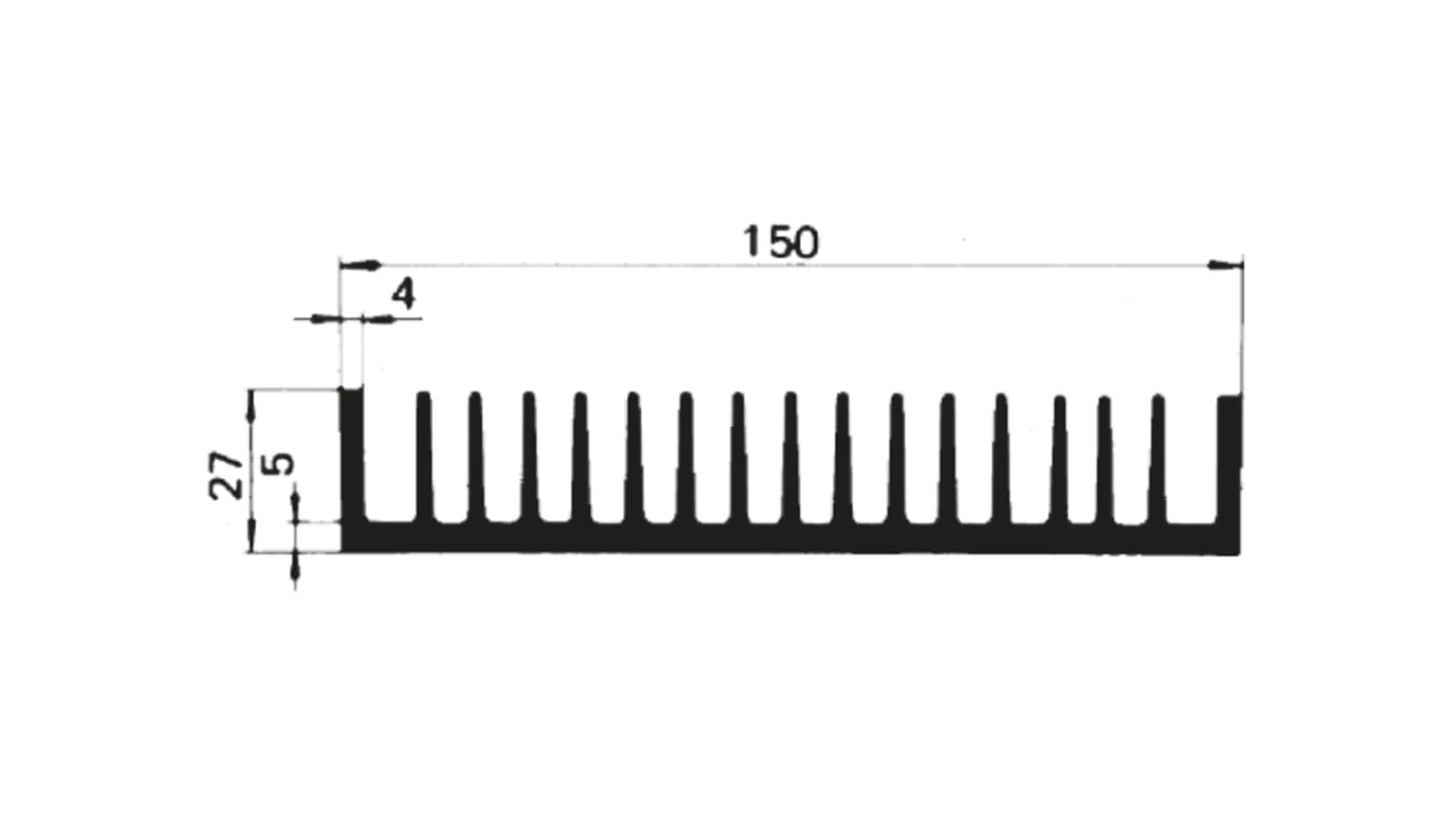 Heatsink, Universal Rectangular Alu, 1000 x 150 x 27mm