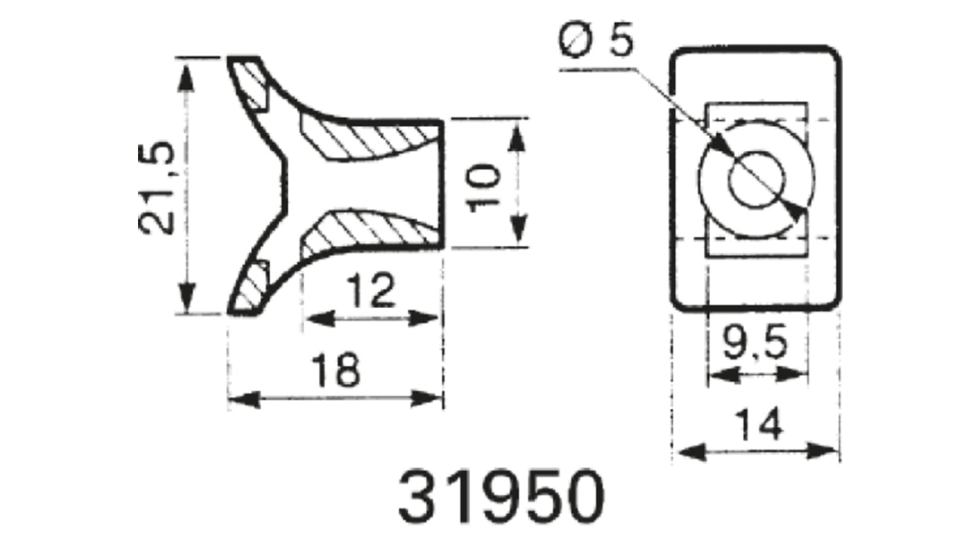 Legrand ケーブルタイマウント , Colson, 黒, 長さ 21.5mm, 幅 14 mm, 0 319 50