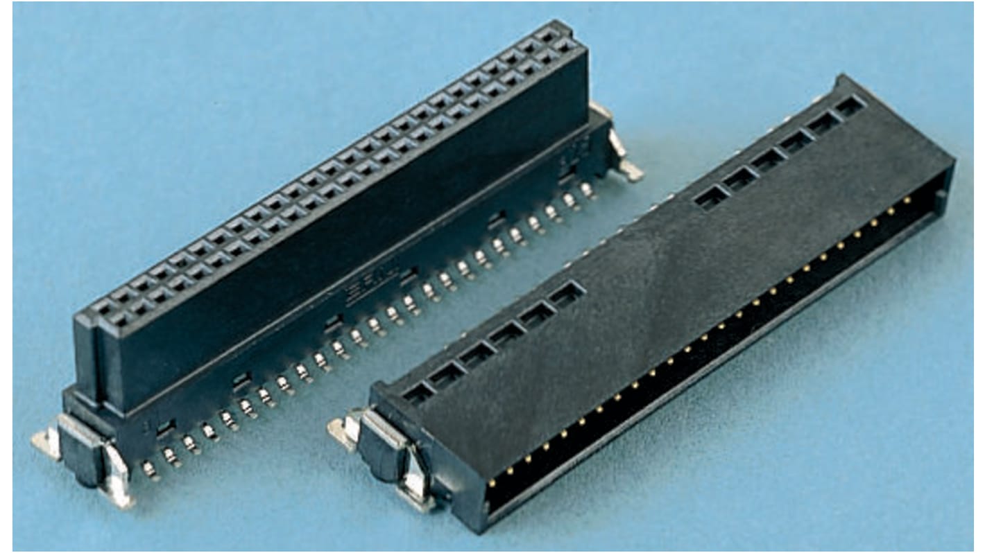 ERNI SMC Series Straight Surface Mount PCB Socket, 80-Contact, 2-Row, 1.27mm Pitch, Solder Termination