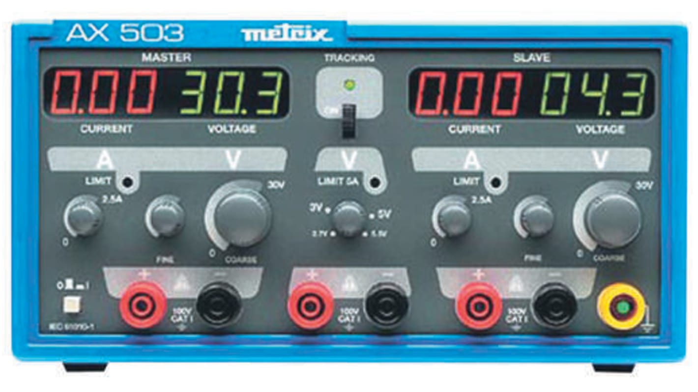 Fuente de alimentación Metrix AX 503, calibrado RS, 3 salidas, 0 → 30V dc, 5A