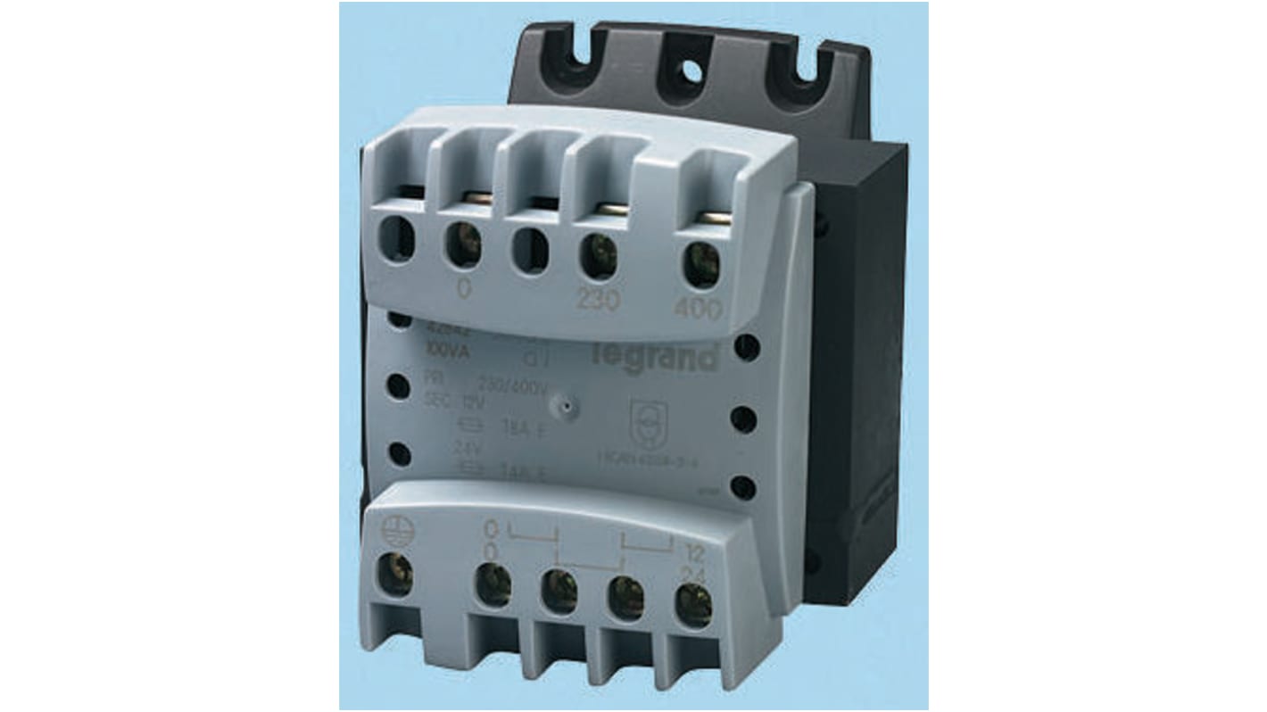 Transformator do zabudowy Napięcie wtórne 2 x 12V ac 310VA Napięcie pierwotne 230 → 400V 2-wyjściowy Legrand