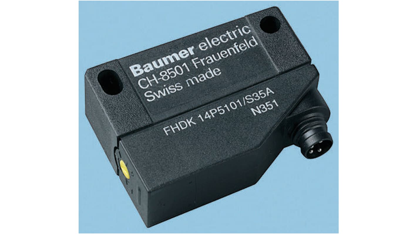 Rs-Online Sensore fotoelettrico Rettangolare Baumer a diffusione rilevamento 5 mm → 600 mm uscita PNP