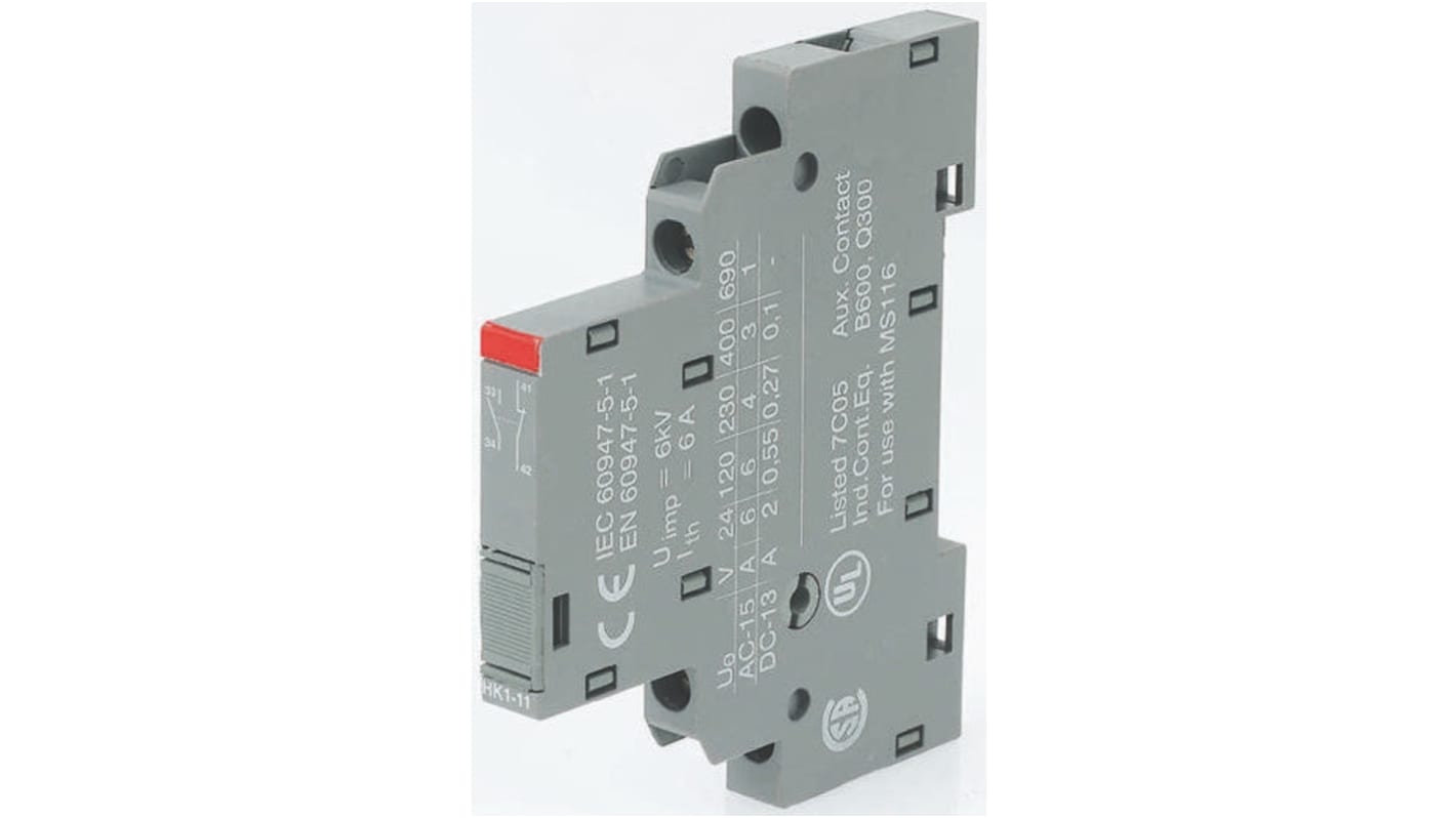 ABB Auxiliary Contact, 2 Contact, 2NC, Side Mount HK1