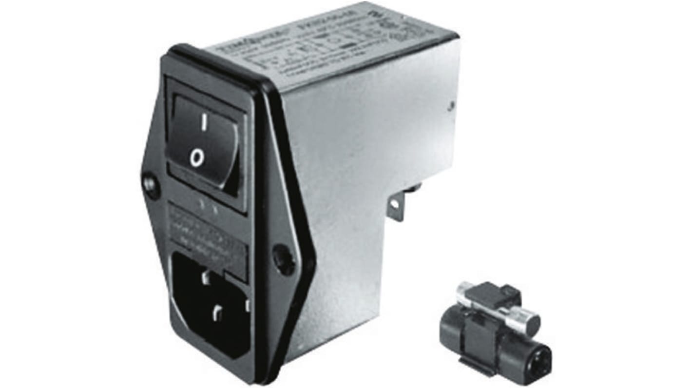 Schurter 1A, 250 V ac Male Panel Mount Filtered IEC Connector 2 Pole 4304.4001 1 Fuse