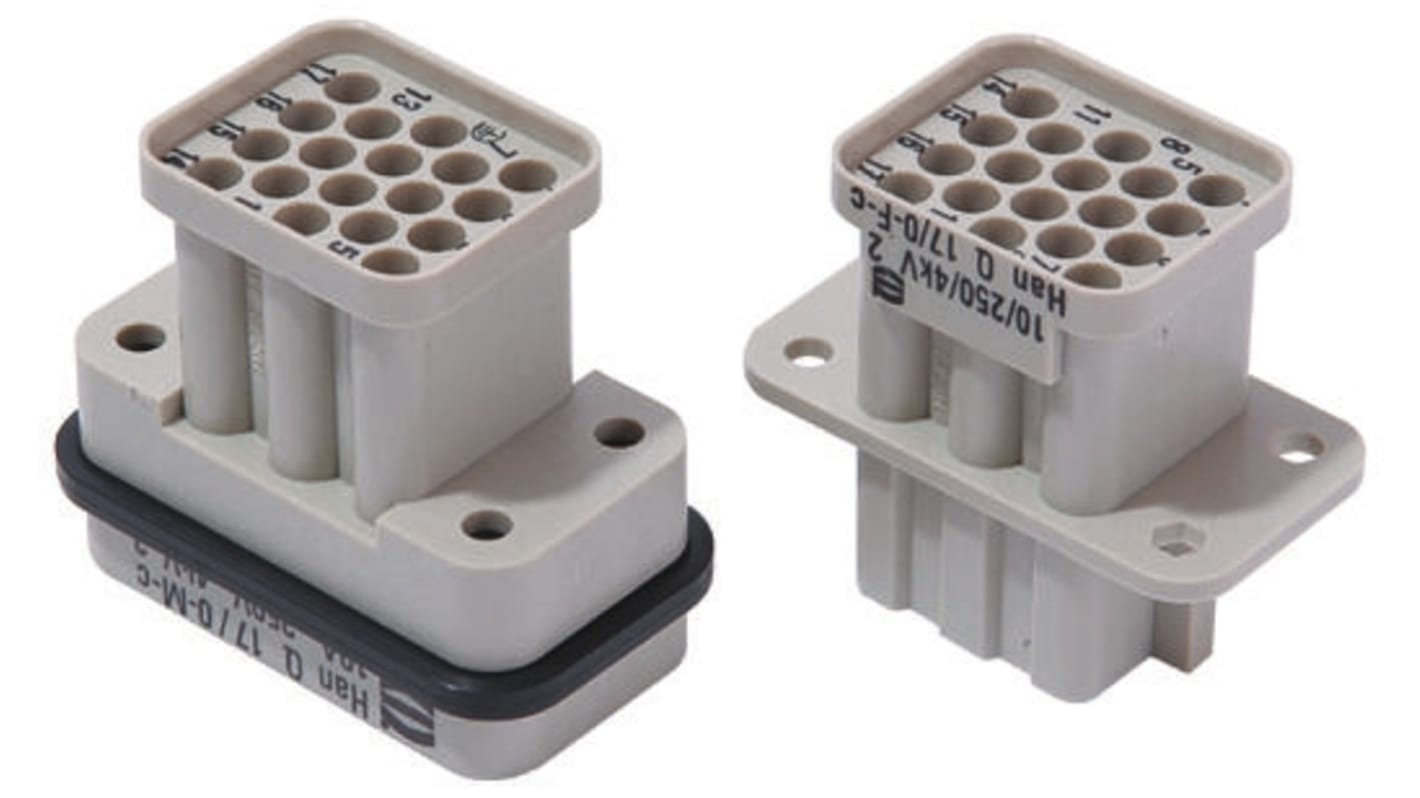HARTING Heavy Duty Power Connector Insert, 10A, Female, Han Q Series, 18 Contacts