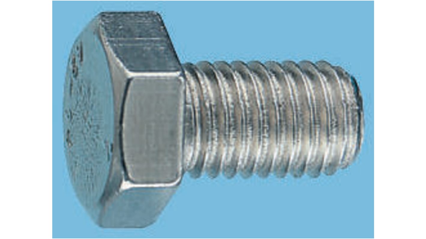 RS PRO Bright Zinc Plated Steel, Hex Bolt, M4 x 20.0mm