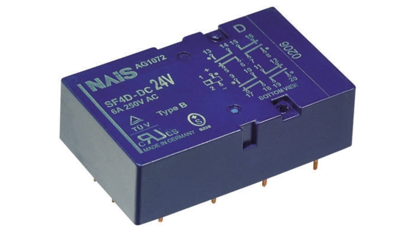 Panasonic PCB Mount Force Guided Relay, 5V dc Coil Voltage, 2 Pole, DPDT