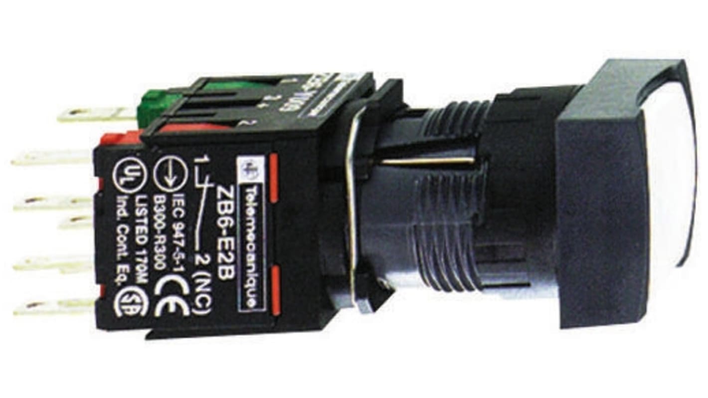 Schneider Electric Harmony XB6 Series Illuminated Push Button, Panel Mount, 16mm Cutout, SPST, IP65