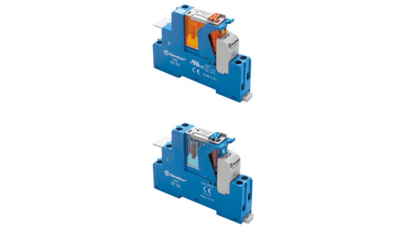 Finder 4C Series Interface Relay, DIN Rail Mount, 48V ac Coil, DPDT, 2-Pole, 8A Load