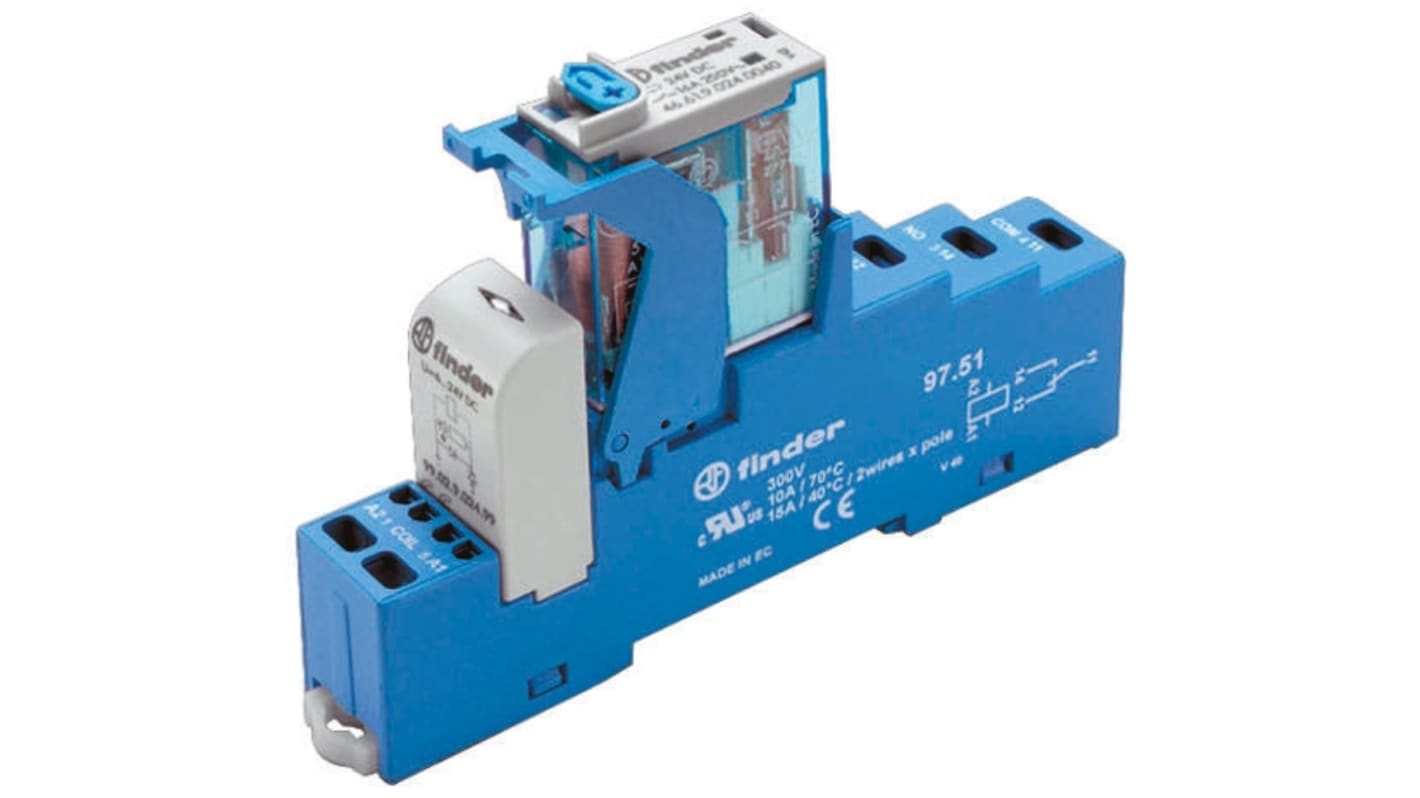 Módulo de interfaz de relé Finder 4C Series, DPDT, 110V ac, para carril DIN