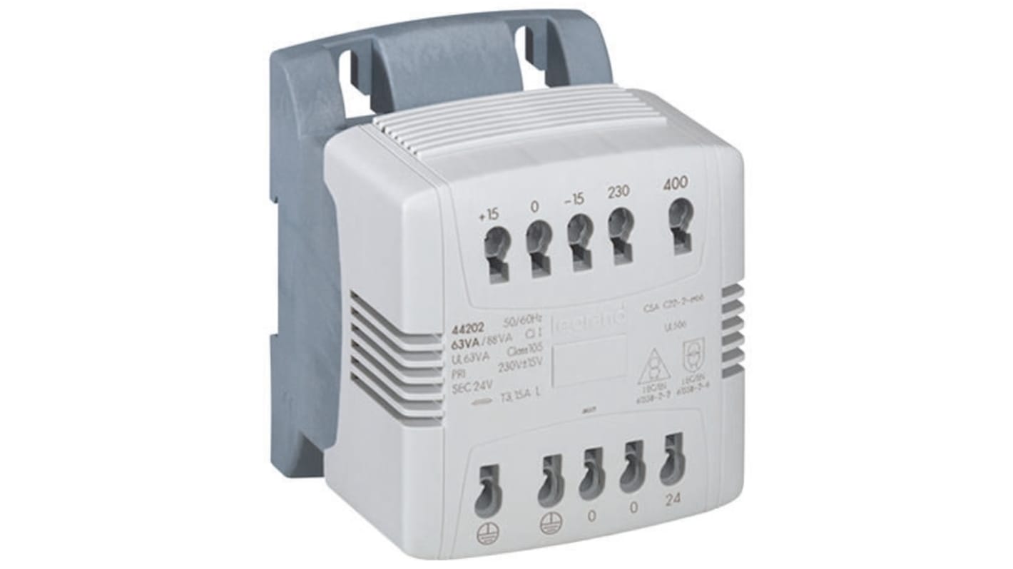 Legrand 24VA DIN Rail Transformer, 215V ac, 230V ac, 245V ac, 385V ac, 400V ac, 415V ac Primary, 24V ac Secondary