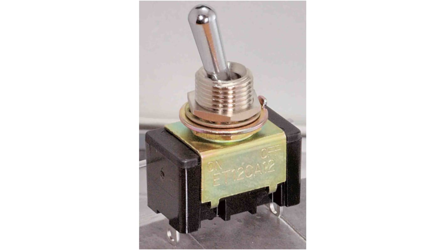 Copal Electronics Toggle Switch, Panel Mount, On-Off, SPST, Solder Terminal