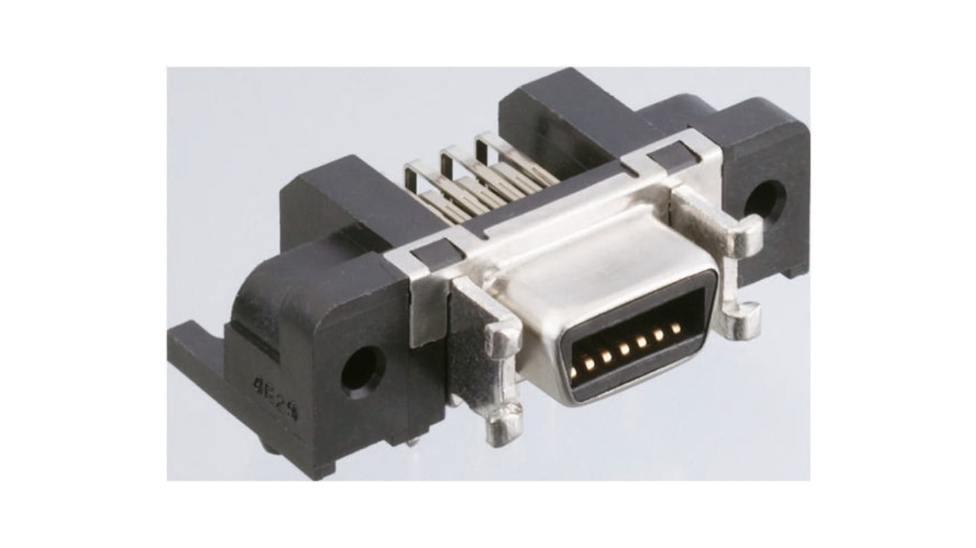 Hirose Female 14 Pin Right Angle Through Hole SCSI Connector 1.27mm Pitch, Solder