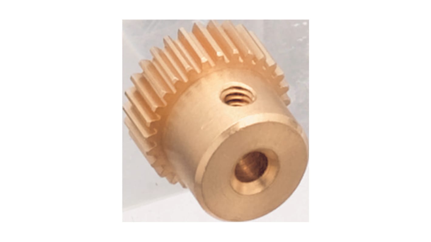 Kyouiku Gear Mfg Brass 15 Teeth Spur Gear, 0.3 Module, 2mm Bore Diam, 4.5mm Pitch Diam, 5.5mm Hub Diam