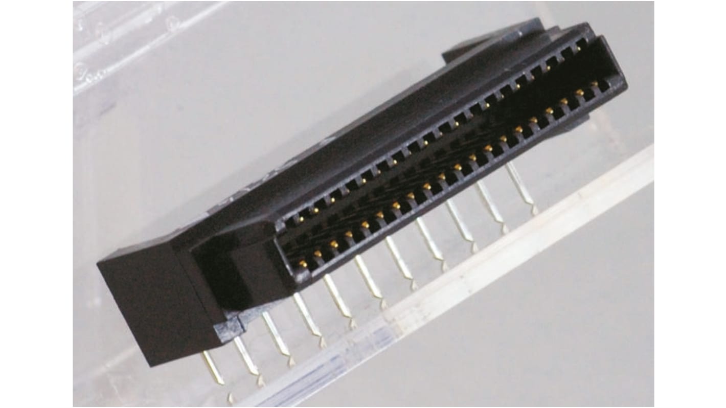 KEL Corporation 8800 Series Right Angle Through Hole Mount PCB Socket, 100-Contact, 2-Row, 2.54mm Pitch, Solder