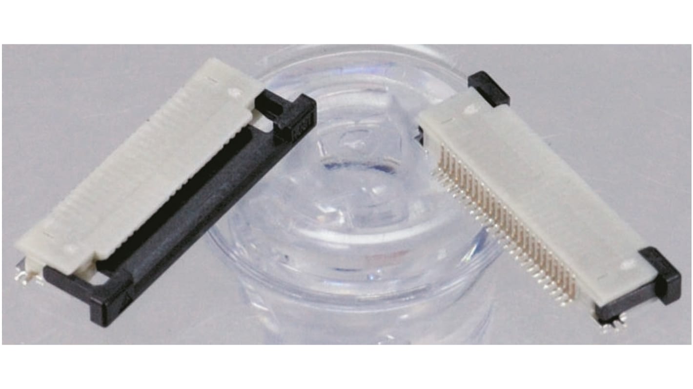 JST FPC连接器, 母座, 16p, 0.5mm间距, 单排, SMT安装, 直角, 500mA, 50 V 交流/直流