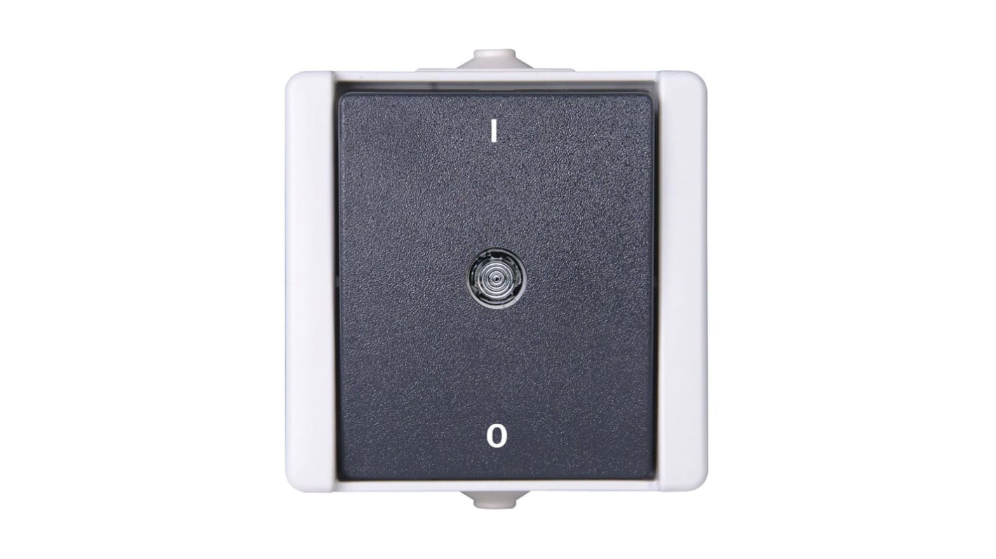 Kopp Grey Rocker Light Switch, 1 Way, 1 Gang