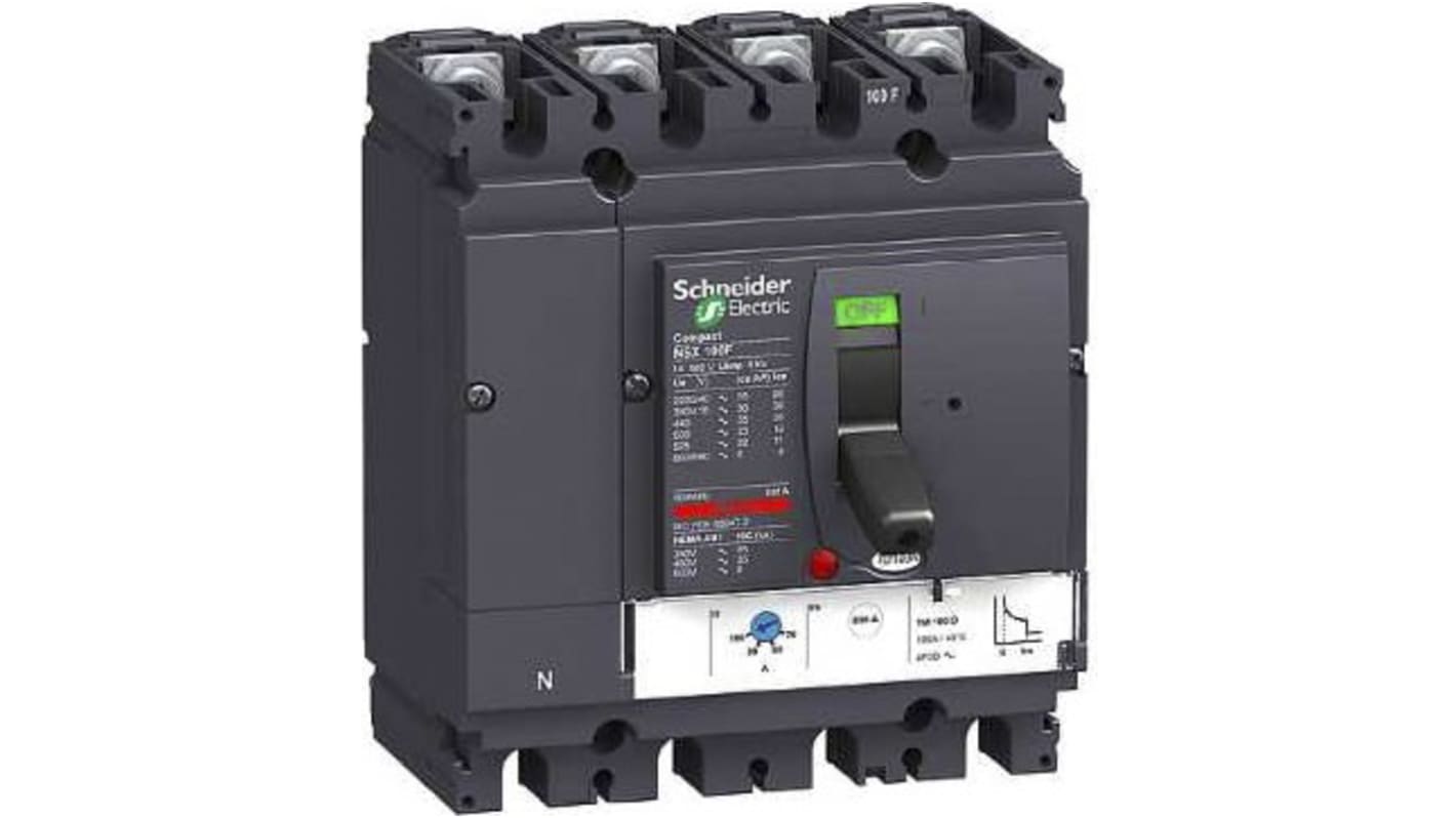 Schneider Electric LV4, Leistungsschalter MCCB 4-polig, 100A / Abschaltvermögen 100 kA 690V, Fest, L. 161mm