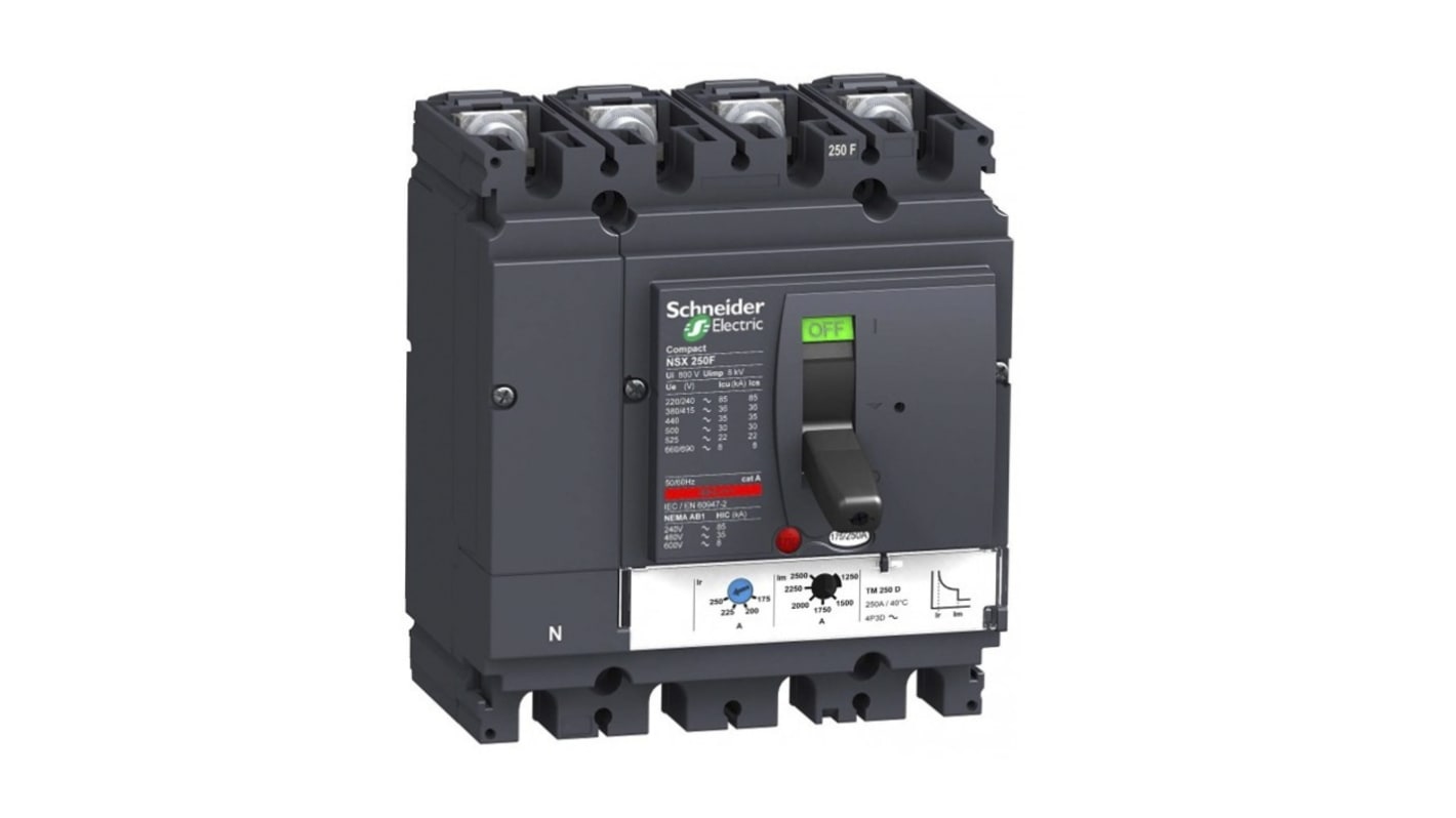 Schneider Electric LV4, Leistungsschalter MCCB 4-polig, 250A / Abschaltvermögen 85 kA 690V, Fest, L. 161mm