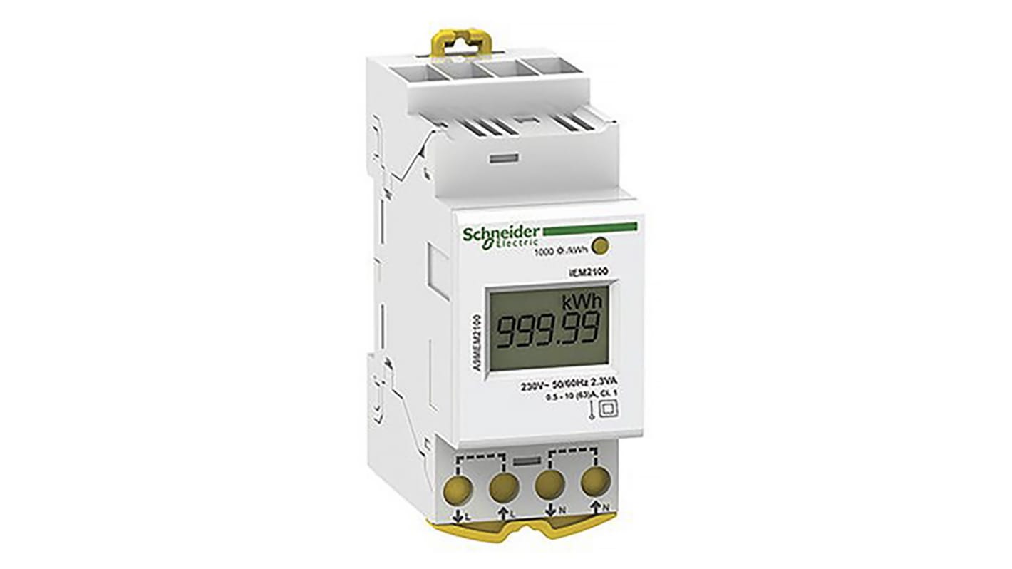 Medidor de energía Schneider Electric serie Acti 9 iEM2000, display LCD, con 5 dígitos, 1 fase