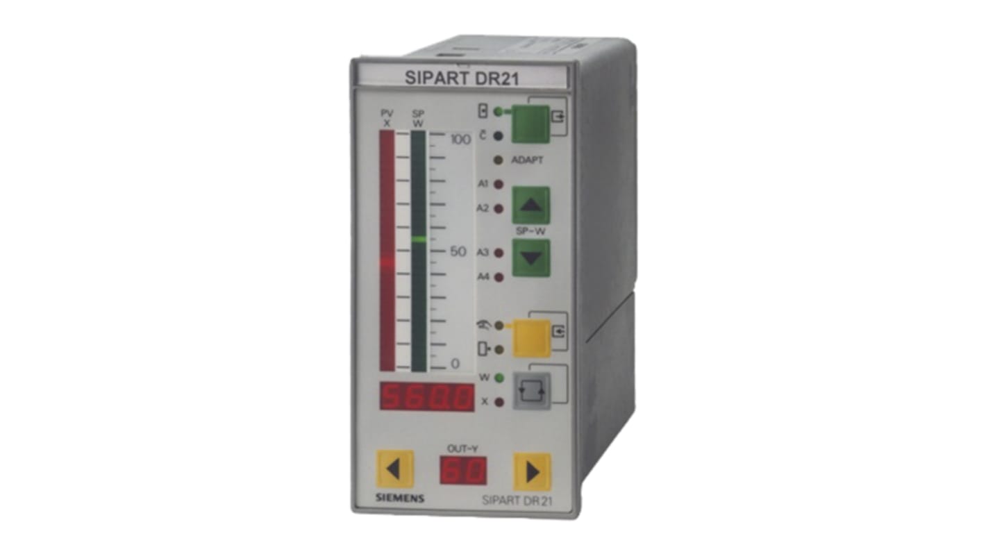 Controlador de temperatura PID Siemens serie SIPART DR21, 72 x 144mm, 24 Vac / Vdc Analógico, digital