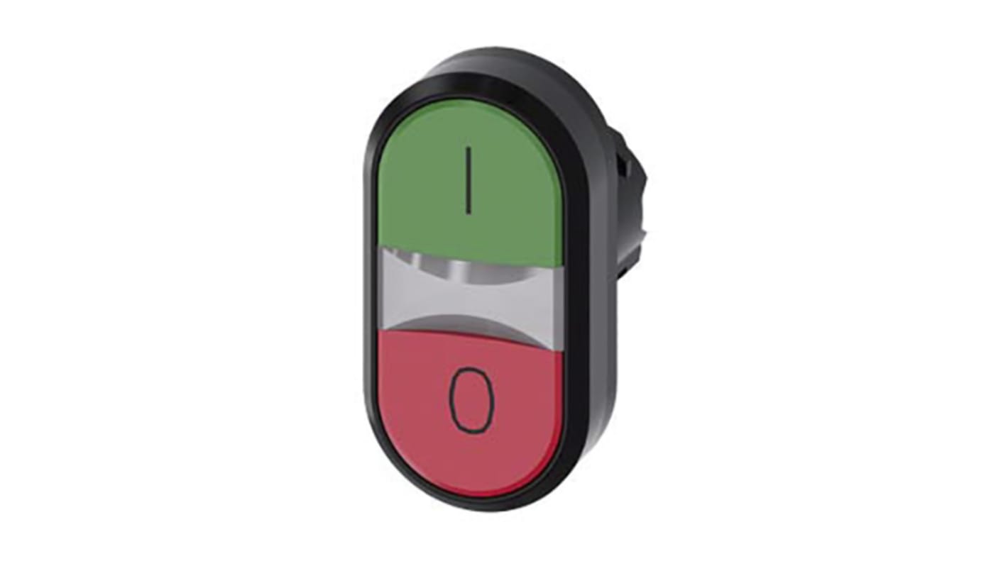 Cabezal de pulsador Siemens serie SIRIUS ACT, Ø 22mm, de color Verde, Rojo, Momentáneo, IP66, IP67, IP69K