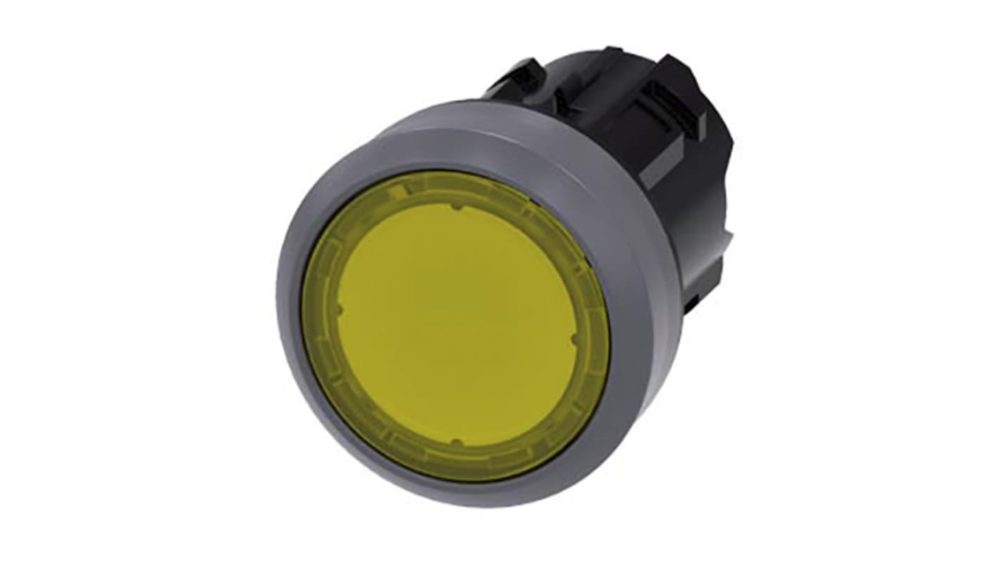 Siemens SIRIUS ACT Series Yellow Momentary Push Button Head, 22mm Cutout, IP66, IP67, IP69K