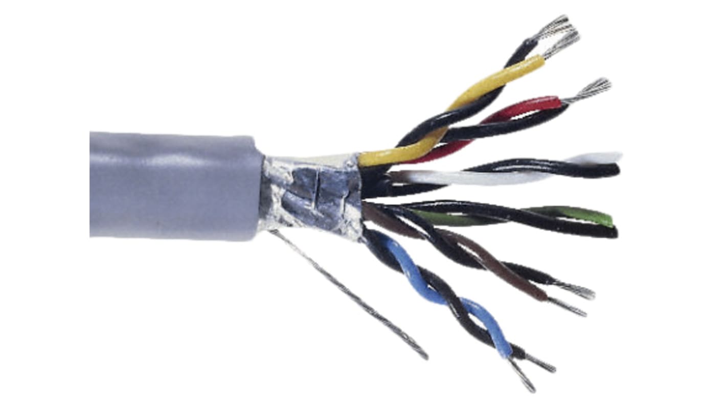 Alpha Wire Alpha Essentials Communication & Control Series Data Cable, 6 Pairs, 12 Cores, 0.23 mm², Screened, 24 AWG,