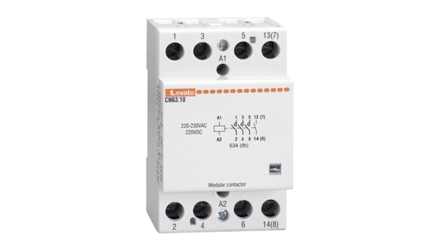Lovato Modulo CN Contactor, 230 V ac Coil, 4-Pole, 30 A, 4NO, 400 V ac