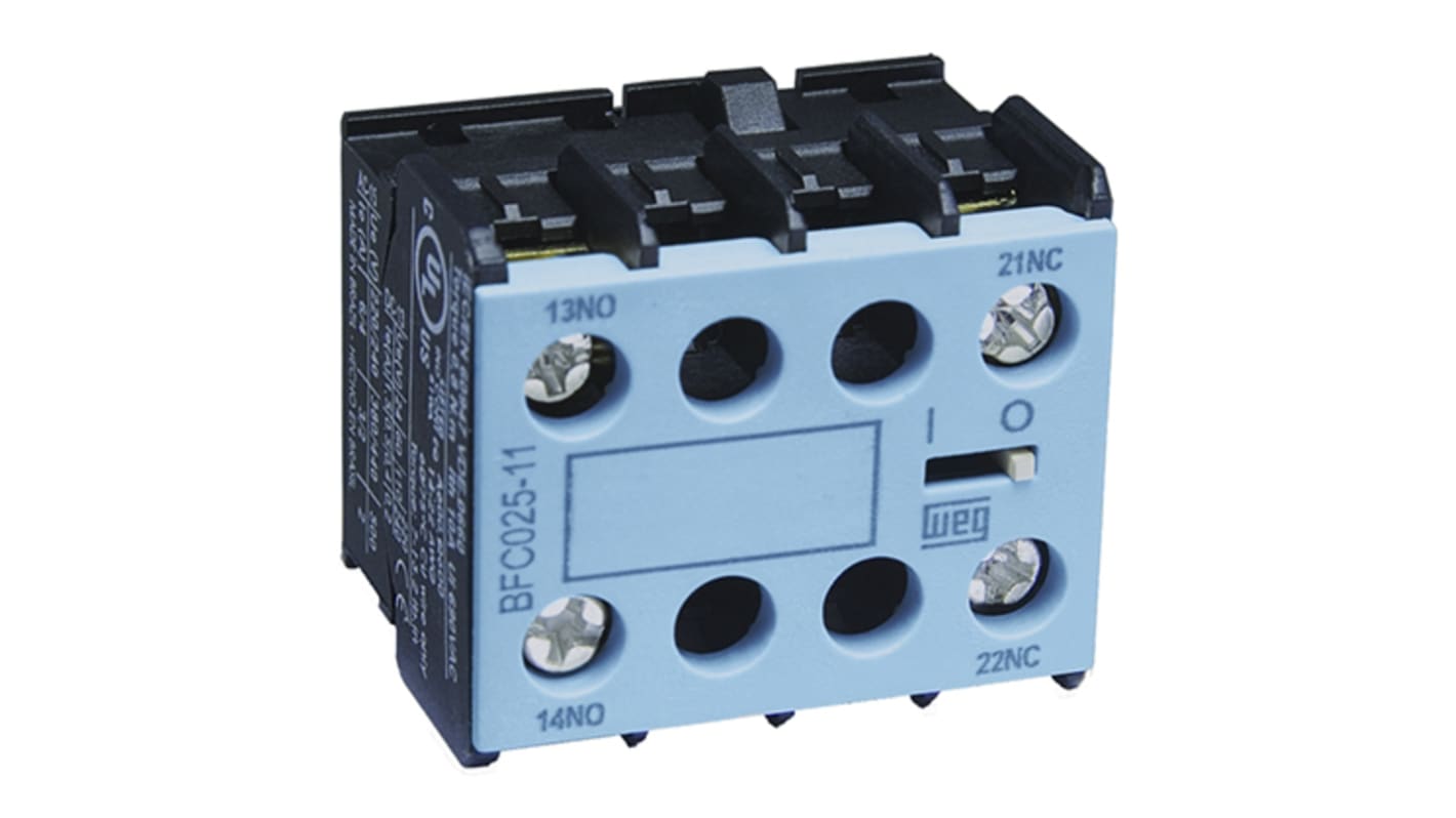 WEG Auxiliary Contact Block, 2 Contact, 2NC, Front Mount BFC025