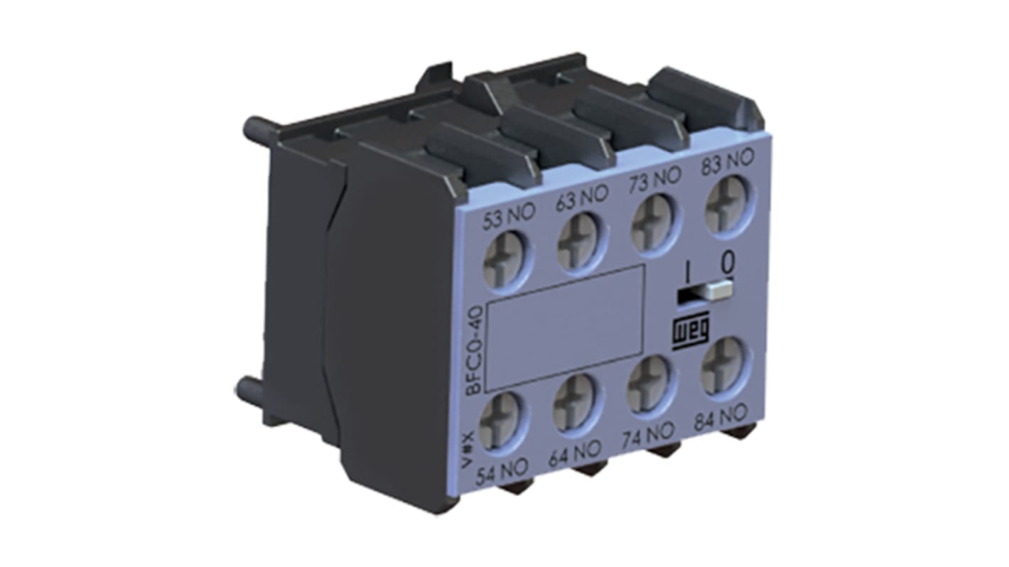 WEG Auxiliary Contact Block, 2 Contact, 1NC + 1NO, Front Mount BFC4